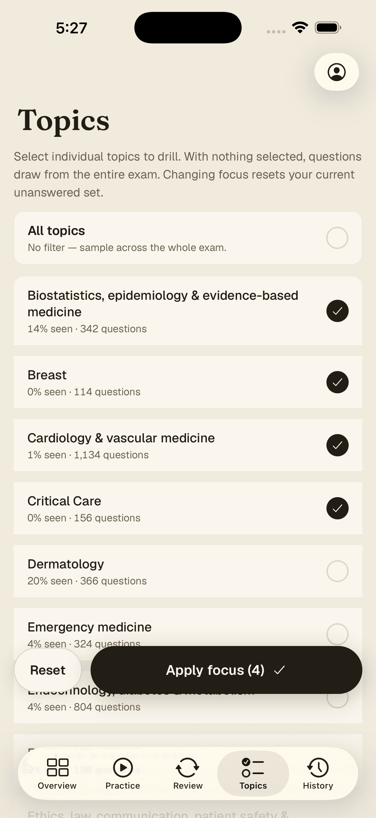 NARQB app: Focus